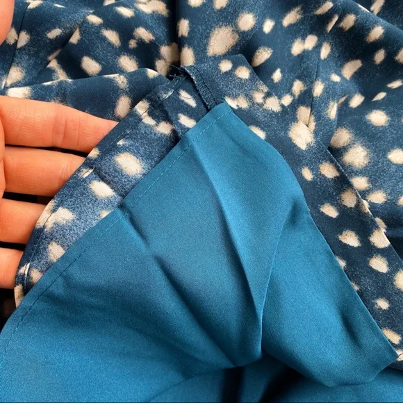 🌌 ANN TAYLOR TEAL TAN DOTTED MAXI DRESS! - Picture 8 of 9